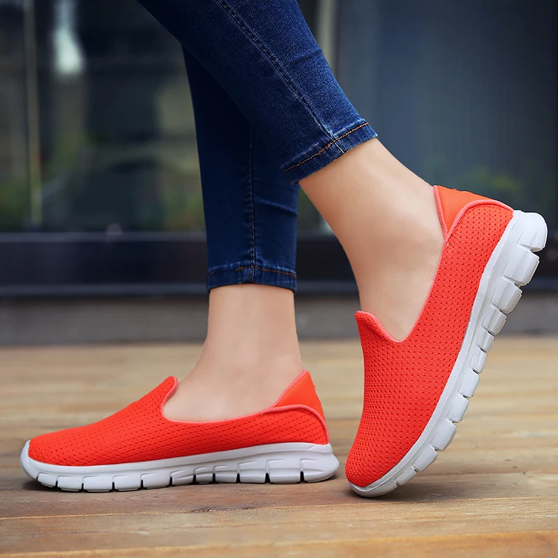 Женская уличная обувь на плоской подошве; легкие лоферы без застежки; дышащая Спортивная обувь для прогулок и бега; кроссовки; 8 цветов