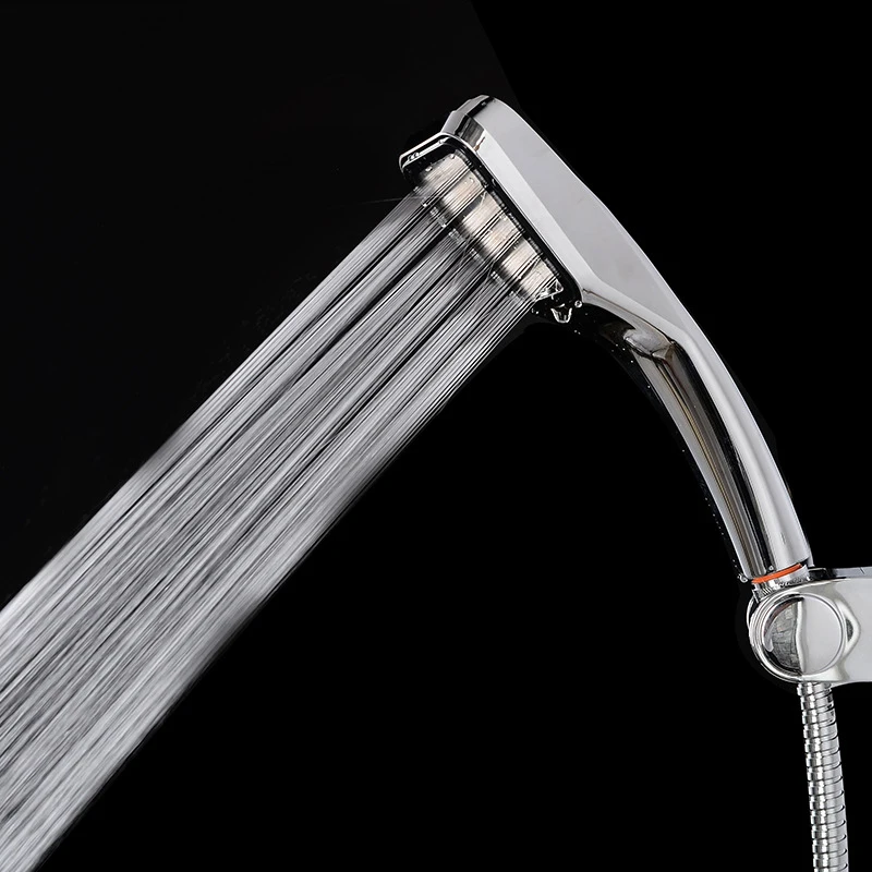 High Pressure HandHeld Shower Head Chrome Plate Panel Streamline Water