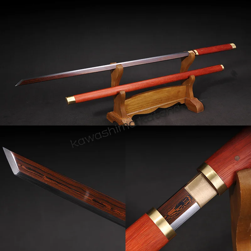 Handmade Samurai Sword Katana Straight Sword Full Tang Sharp Edge Red