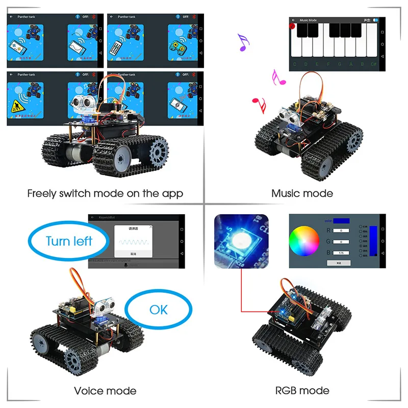 Keywish танк робот для Arduino UNO R3 Smart Cars Kit APP RC Remote Control Ultrasonic Bluetooth модуль Stem игрушки