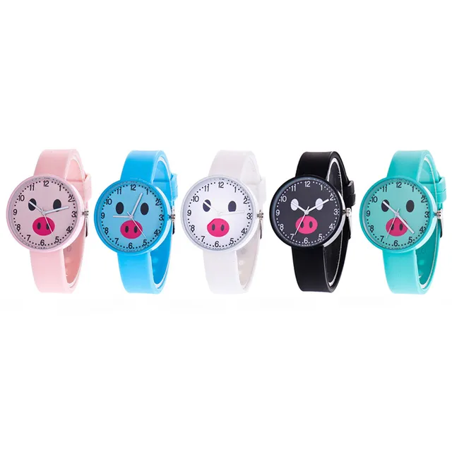 Cartoon children's watches lovely small Pig Quartz Watches with Silicone Band Wr Cartoon children's watches lovely small Pig Quartz Watches with Silicone Band Wr