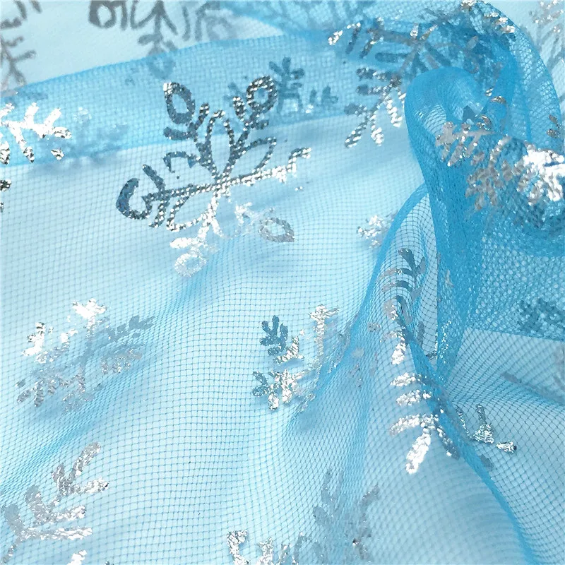 1 м/лот, ширина 150 см, платье принцессы, блестящая ткань, голубая Снежинка, органза, ткань для шитья, сделай сам, юбка, материал ручной работы, Декор