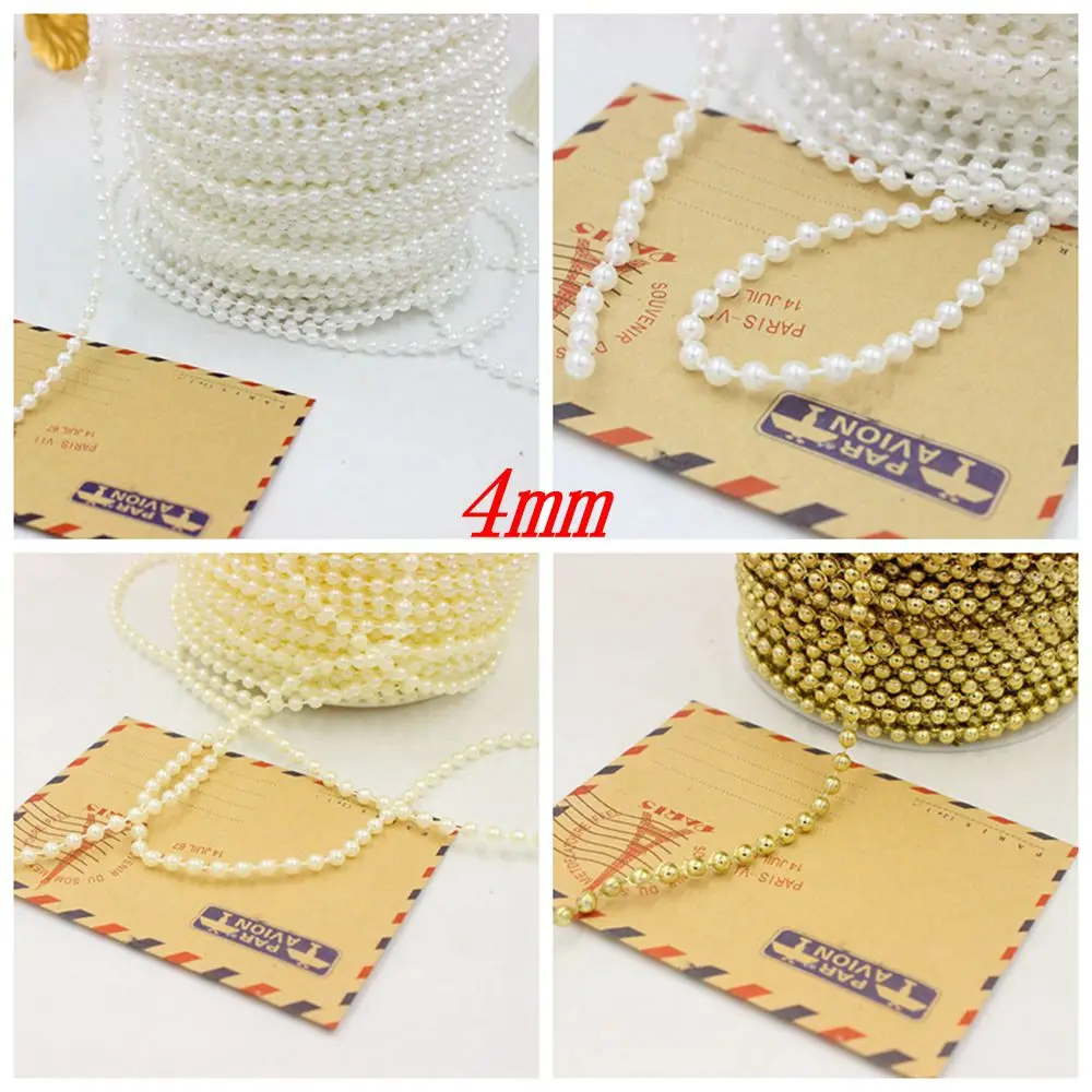 

Free Shipping 5Meters/Lot 4mm Craft Imitation Pearl Beads Cotton Line Chain For DIY Wedding Party Decoration Party