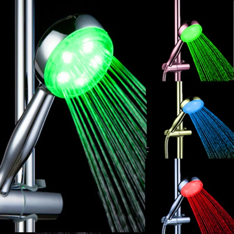 3 Color LED Romantic Bathroom Shower Head Sprinkler Water Temperature