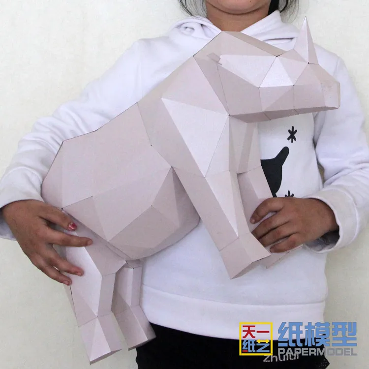 Носорог Бумажная модель супер-большое животное креативная декоративная бумага резьба DIY Головоломка ручная резка- Бумажная модель