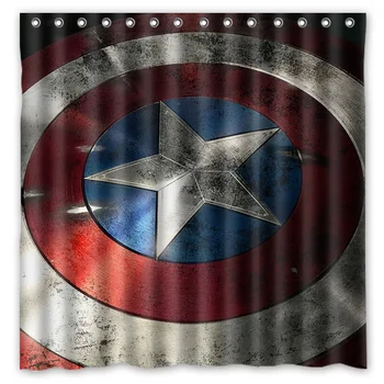 

[180*180cm]Custom Captain America Polyester Bathroom Shower Curtain Waterproof Fabric Bath Decorative Curtain with Hooks