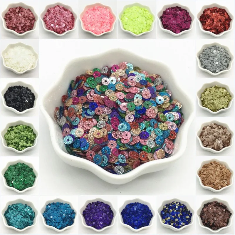 

4mm Sequins with Flash Powder PVC Glitter Sequin Paillette Sewing Craft with 1 Side Hole Diy Garment Accessories 20g