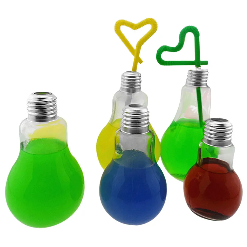 

Realible 2017 New Summer Bulb Water Bottle Cute Brief Fashion Cute Milk Juice Light Bulbs Leak-proof bottle A1