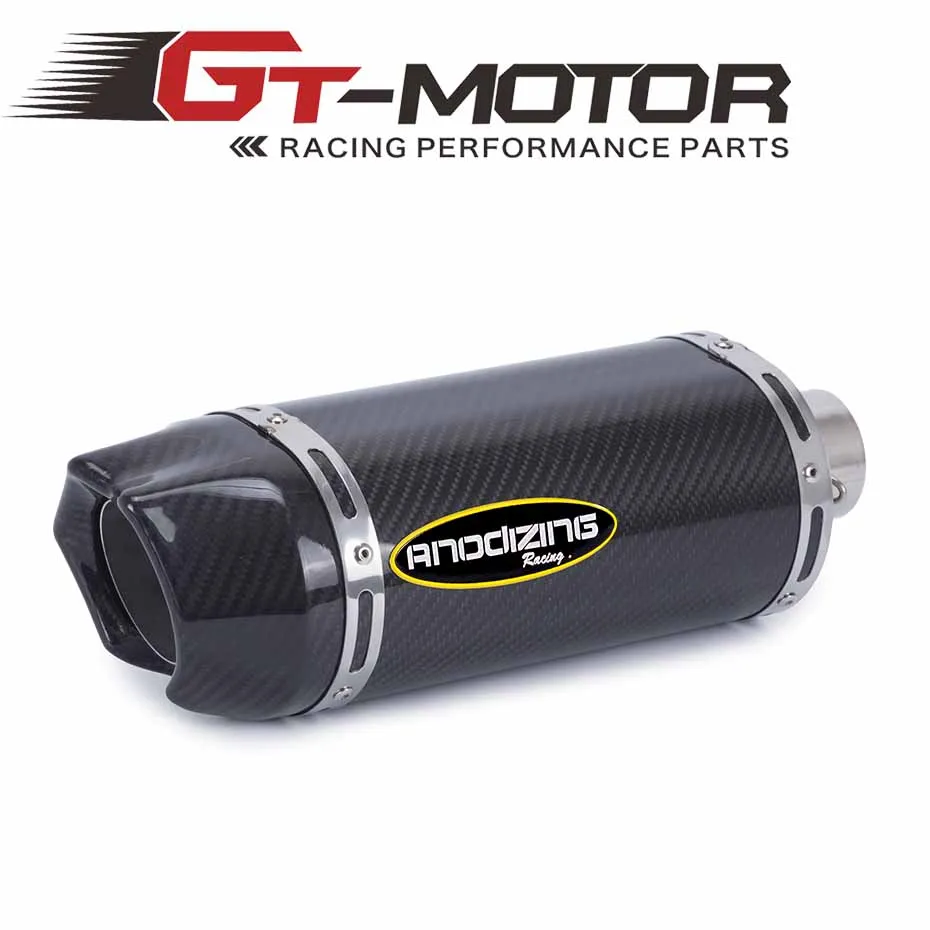 GT Motor Motorcycle Exhaust Universal ID 51mm Length 340mm Carbon Fiber Face Motorbike Exhaust