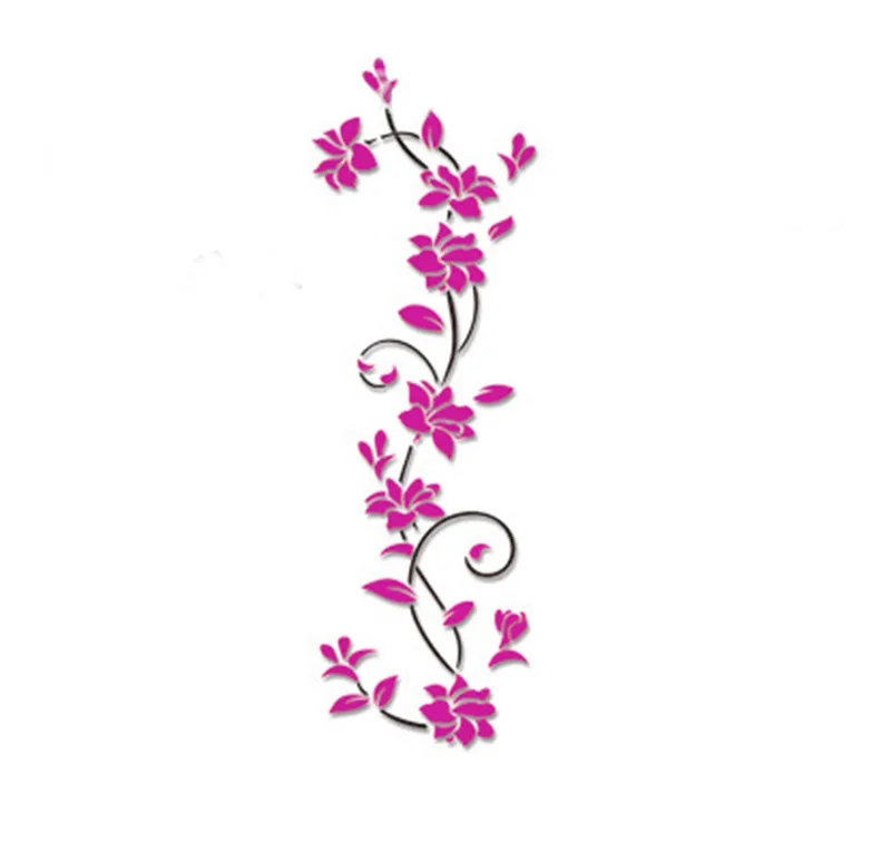 hot pink Горячая DIY 3D акриловые хрустальные настенные наклейки растения цветы украшение дома гостиная спальня ТВ фон ecoracion hogar - Цвет: hot pink