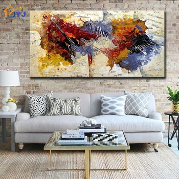 

Hand painted Music Picture Modern Abstract Oil Painting on Canvas Wall Art for Home Decor No Frame by JYJ ART SL103