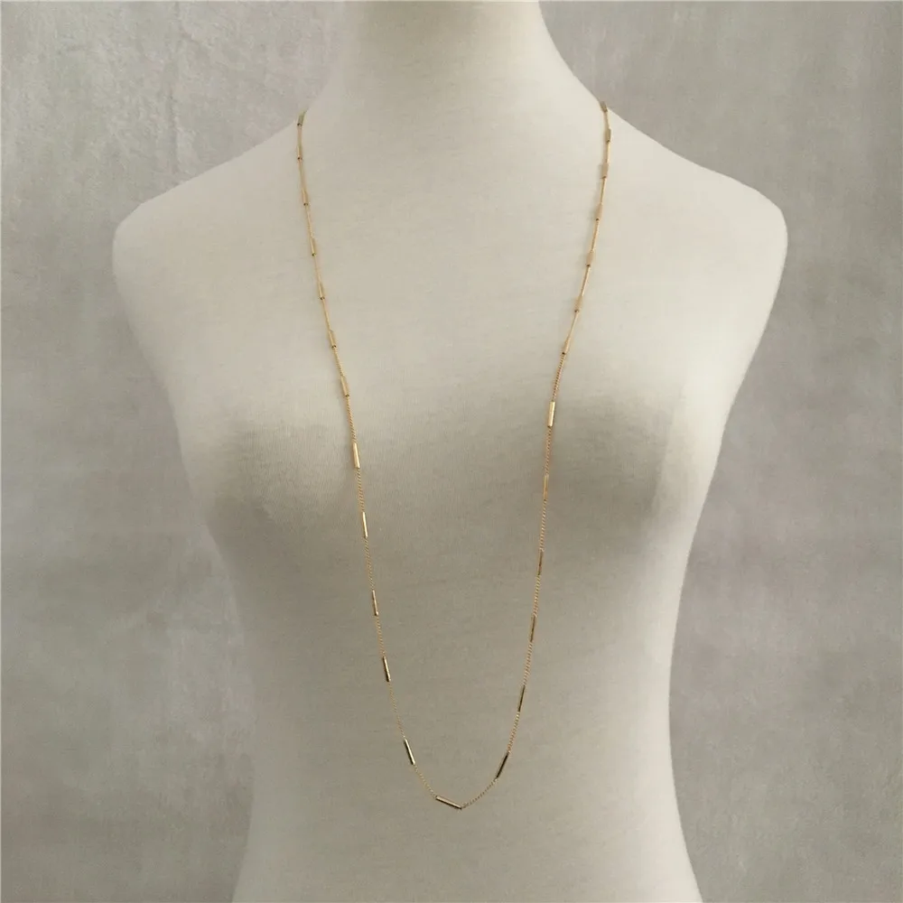 Трендовое Золотое тонкое длинное ожерелье на цепочке для женщин, девушек, мужчин, мульти применение для браслета