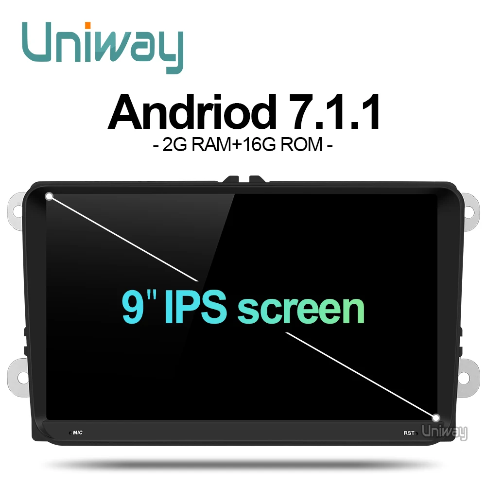 uniway ADZ9071 2G+16G 2 din android car dvd for vw passat b5 b6 golf 4 5 tiguan polo octavia rapid fabia multimedia gps player  