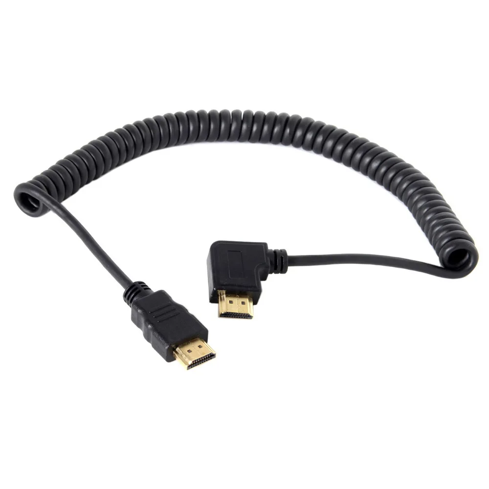 

BAAQII 90 Degree Angled HDMI Male to HDMI Male Stretch Spring Cable Coiled Connector PA0067