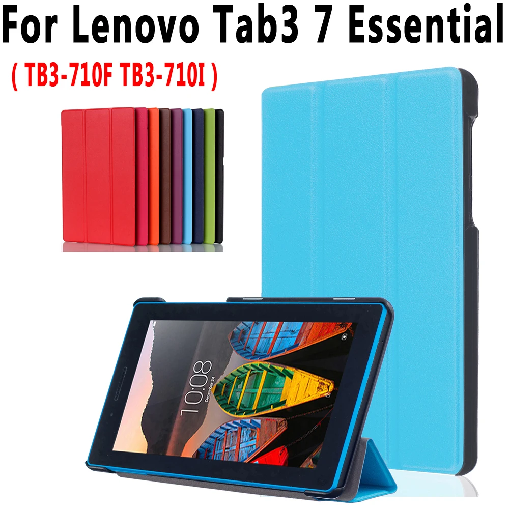 

Slim Flip Case For Lenovo Tab3 7 Essential 710F 710I 7.0 inch Cover Tablet Stand Pu Leather Case for Lenovo Tab 3 7 Essential