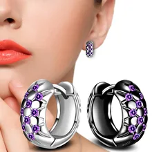 Новое поступление, серьги модного серебристого цвета, серьги-кольца с кристаллами, ювелирные изделия для женщин и девушек, очаровательные серьги