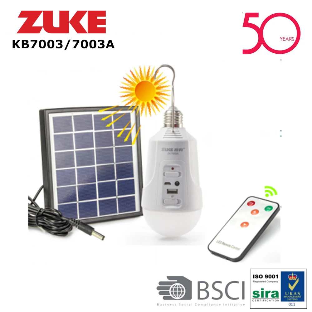Zuke Rechargeable Outdoor Solar Light Dimmable E27 Led Bulb Lamp