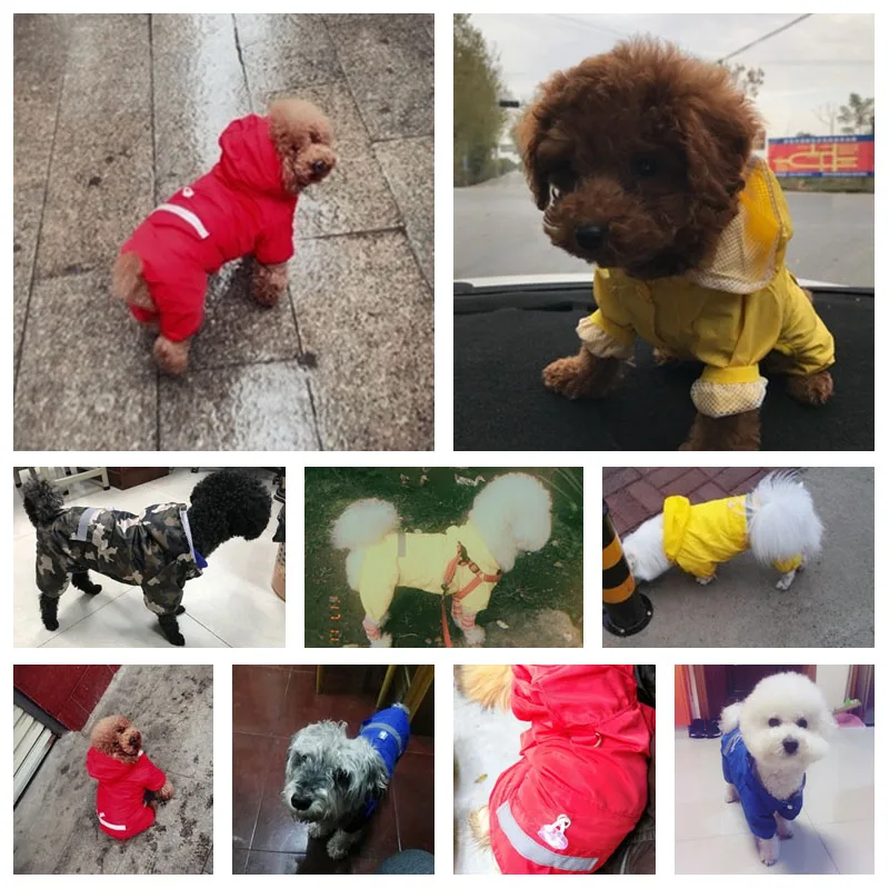 

og Raincoat Puppy Rain Coat with Hood Reflective Waterproof Dog Clothes Soft Breathable Pet Cat Small Dog Rainwear XS - 2XL
