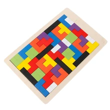 Деревянный тетрис игра-мозаика Tangram строительный блок дети обучающая игрушка W30