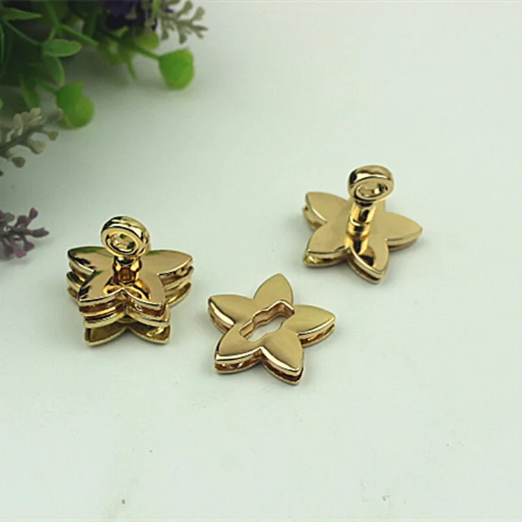 

10 pcs/lot Luggage hardware accessories golden Die casting twist lock Five-pointed star leaf lock Mortise lock bag accessories