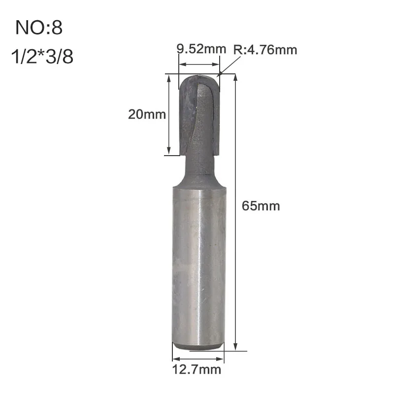 1 шт. 1/" 1/2 Концевая фреза ЧПУ карбидная заканчивающаяся мельницей инструмент длинное лезвие круглый нос бит керновый ящик для вырезания гребней и Пазов-дальней досягаемости - Длина режущей кромки: NO8