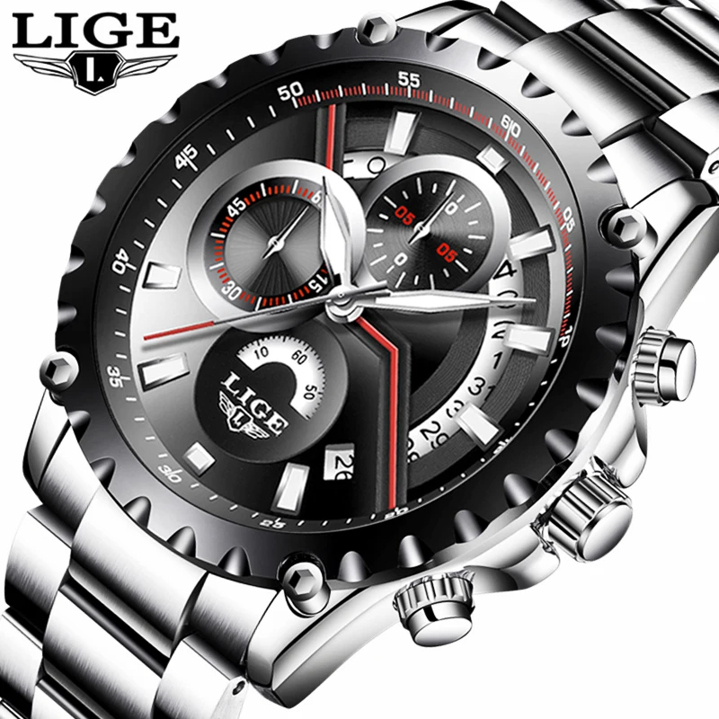 Relogio Masculino LIGE новые модные мужские часы полностью стальные бизнес роскошные с
