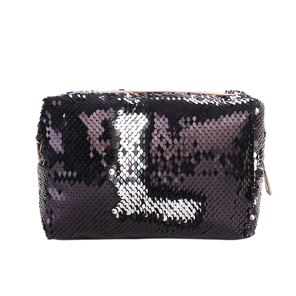 Новая модная однотонная сумка с блестками, Женская сумочка, несессер de viagem e higiene pessoal, косметичка для макияжа