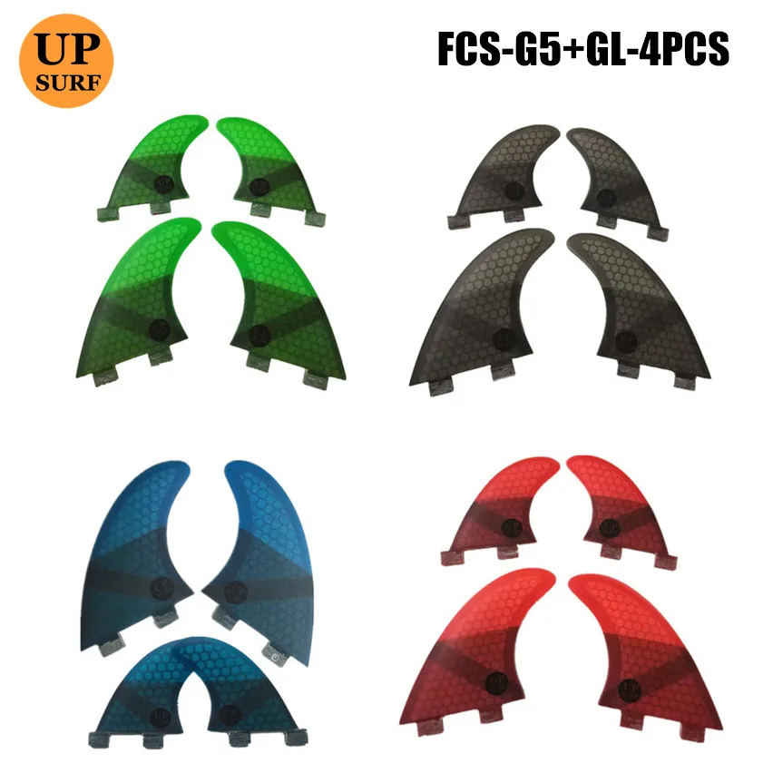 Upsurf плавники для серфинга FCS G5 + GL 4 цвета вафельная Fibre серфинга Fin в серфинге FCS 4 в комплект