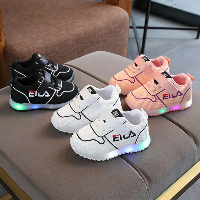 

Cartoon infant tennis sports baby sneakers Hook&Loop fashion cute baby shoes boots LED elegant glitter girls boys footwear