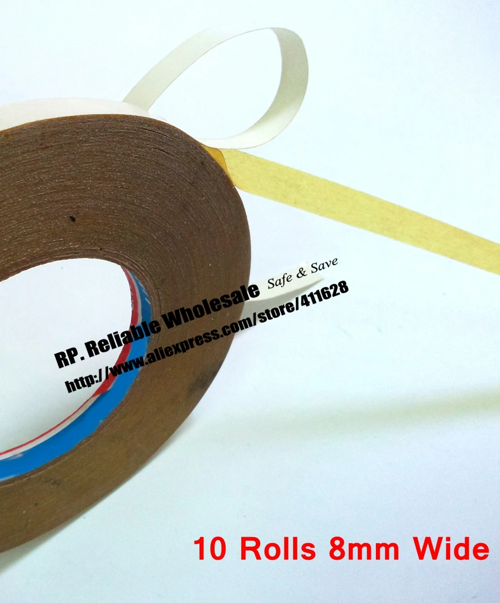 10 Rolls 8mm wide, 30M Strong Adhesive, Double Oil Glue Sticky Tape for