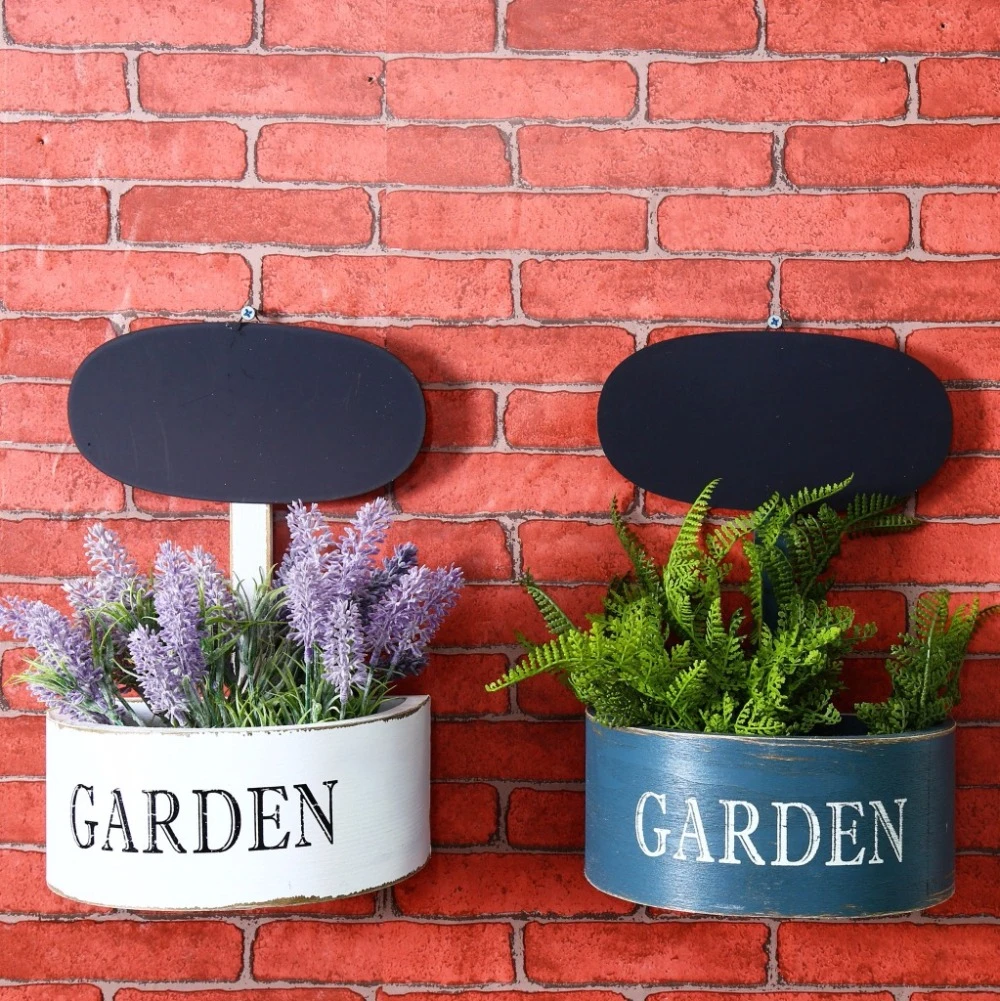 Pot De Fleurs Artificielles En Bois De Style Postral Avec Tableau Noir Plantes Et Fleurs Vase Panier De Rangement Mural Boite D Articles Divers Decoration De La Maison Aliexpress
