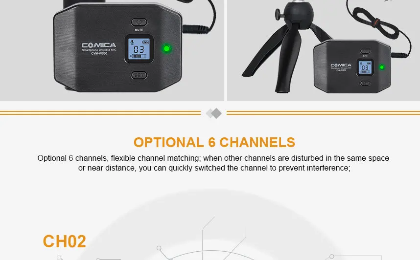 CoMica CVM-WS50A Pro Микрофон для смартфона с отворотом беспроводной микрофон w Bluetooth RC ручка интеллектуальное видео для прямой трансляции Youtube