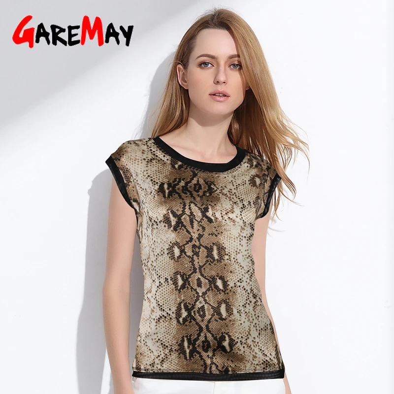 snake print satin blouse