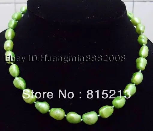 

ddh001308 Charming!9-10mm Green Akoya Cutlured Pearl Necklace 14K