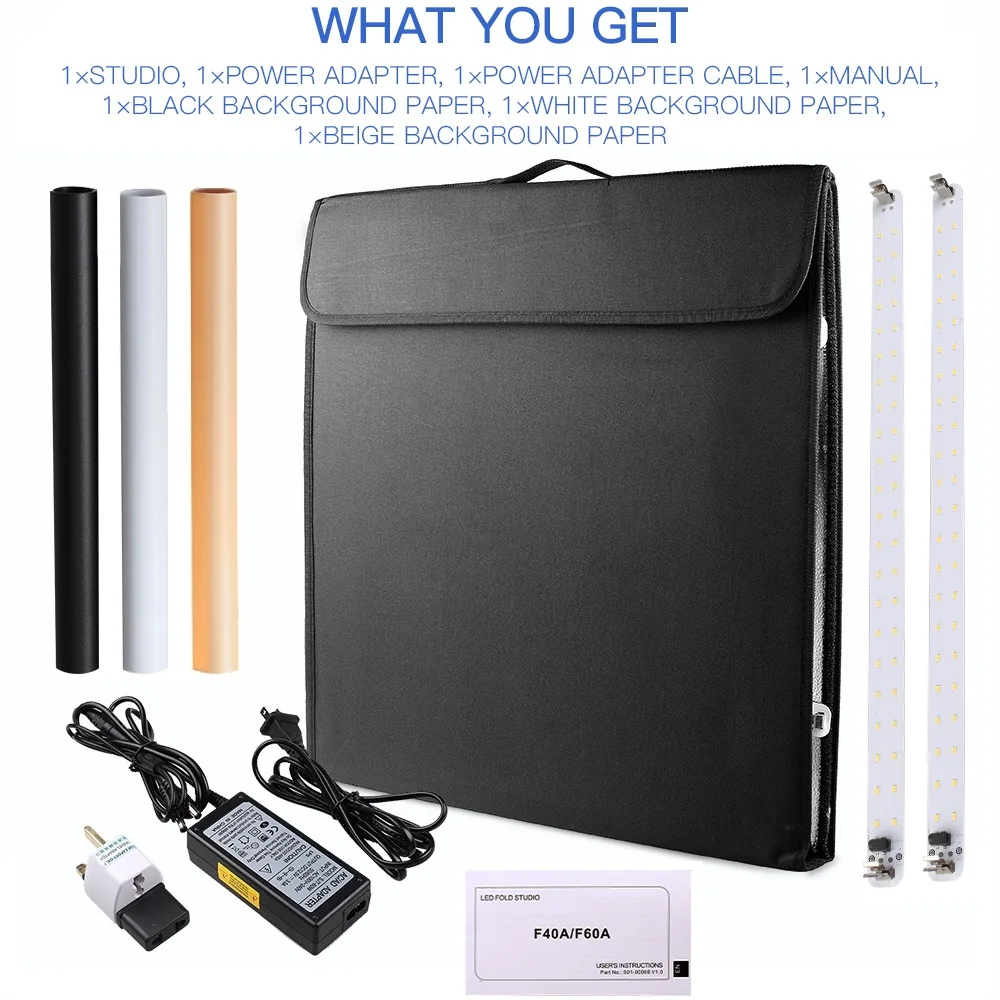 Skup SAMTIAN F60 podświetlana tablica 60*60CM tablica świetlna led składana Softbox z trzema kolorami tła do studia fotograficznego