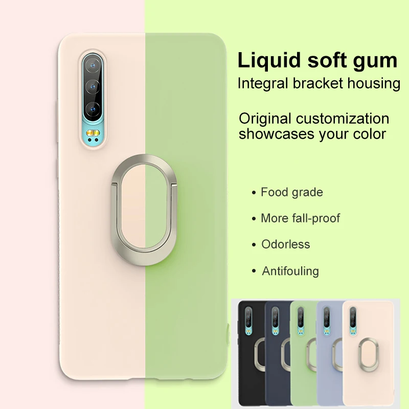 With Finger Ring For Huawei P30 Mate20 Pro 20X Soft Slim TPU Plain Case Anti Slip Luxury Brand Silicone For Huawei P30Pro Case