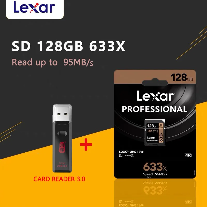 Дешевый Lexar карты памяти SDXC 128 gb SD карты 64g 95 м с 16G 32g U1 SDHC Class10 U3 256 г 512 г 1 флэш карта 1 ТБ для 1080 p 3D 4 K видео Камера