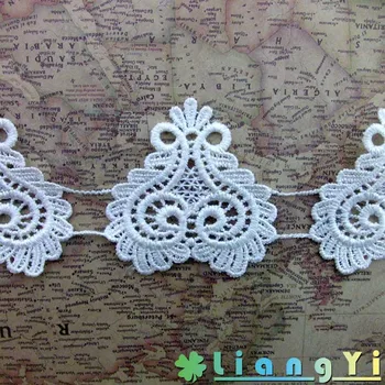 

5yard/lot Beautiful White Embroidered Heart Lace Trim For Clothes Sewing African Guipure Lace Collars Applique Dantel Aplike