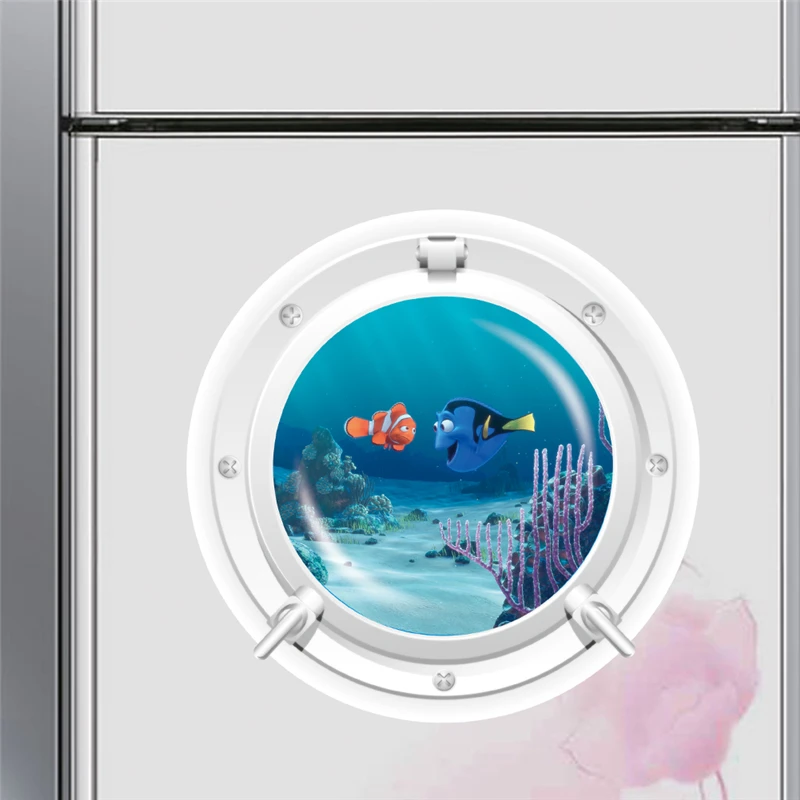 3d подводная лодка иллюминатор окна наклейки на стену холодильник ванная комната украшение дома черепаха акула РЫБЫ Немо Фреска Искусство ПВХ наклейка - Цвет: PAW022