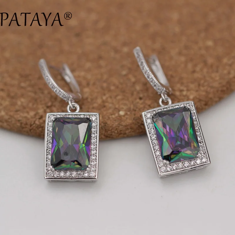 Серьги подвески женские из белого золота с натуральным Цирконом|dangle drop earings|dangle