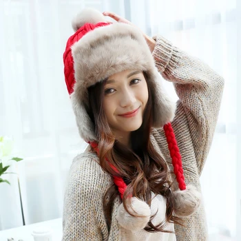 

2019 Hats Woman Winter Knitting Increase Down Thickening Wool Han fashion Keep Warm Earmuffs Lei Feng Hat Northeast Hat Skiing