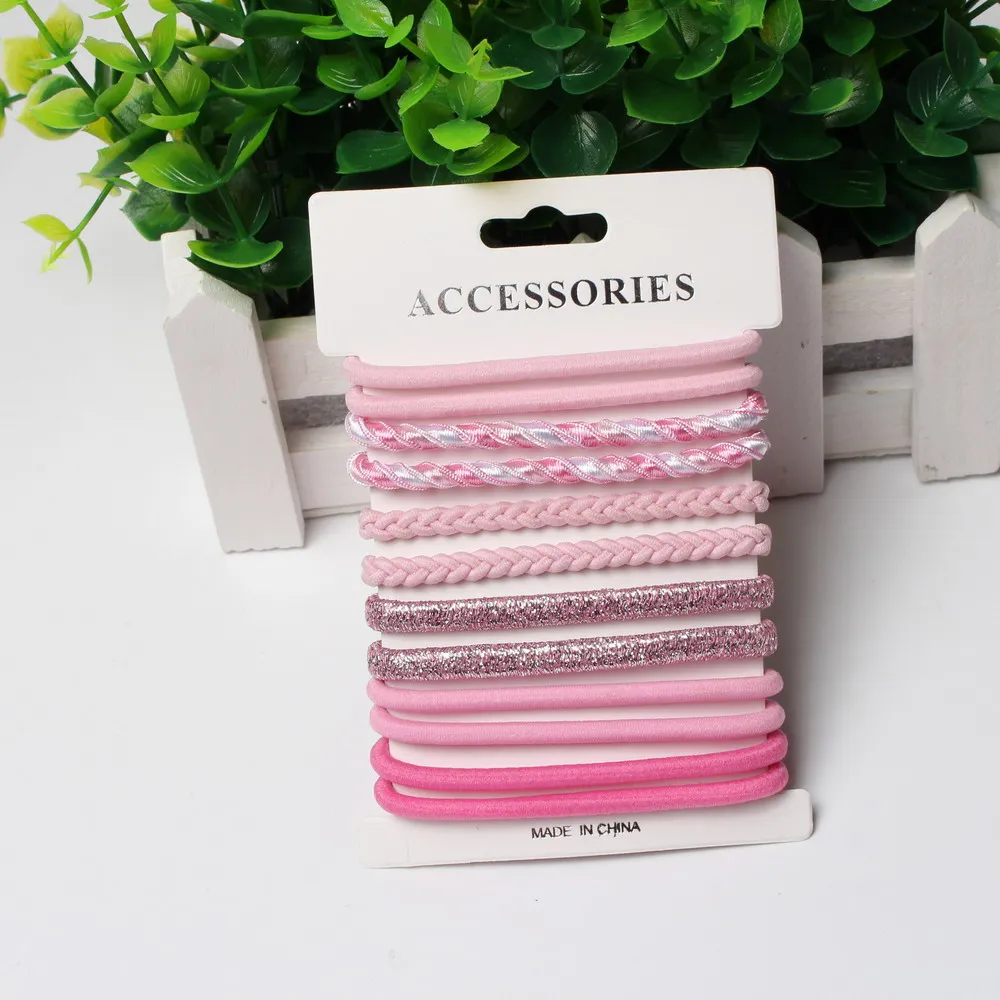 18Pcs/Card Basic Black High Elastic Rubber Hair Bands Tie Set For Women Girl Colourful Ponytail Holder Rope Hair Accessories hair bows for women