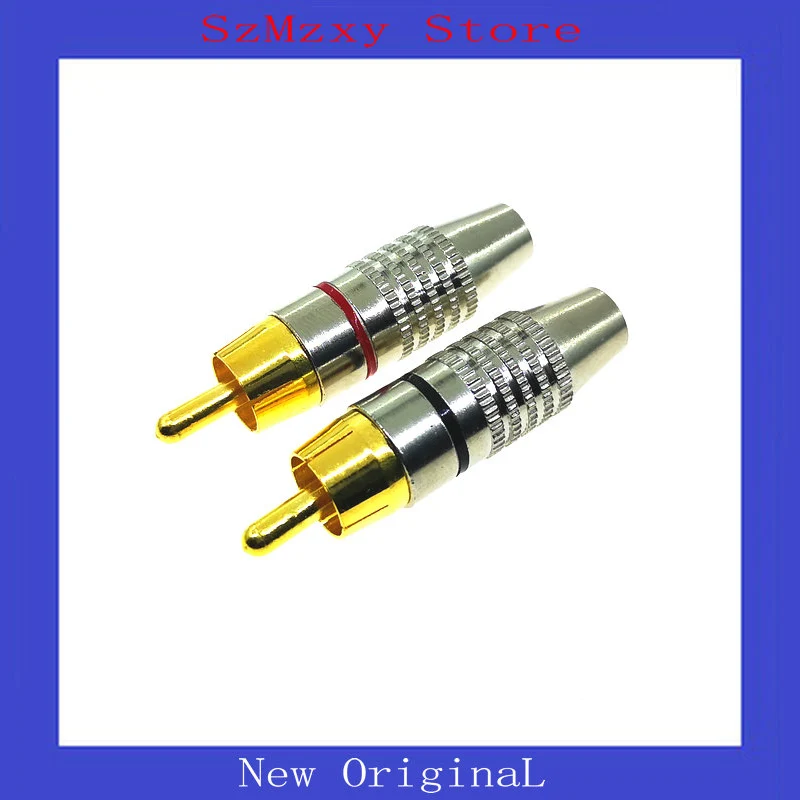 

2Pair=4pcs High Quality Gold RCA Phono Male Plug Solder AV Audio Video Cable Adapter Connector