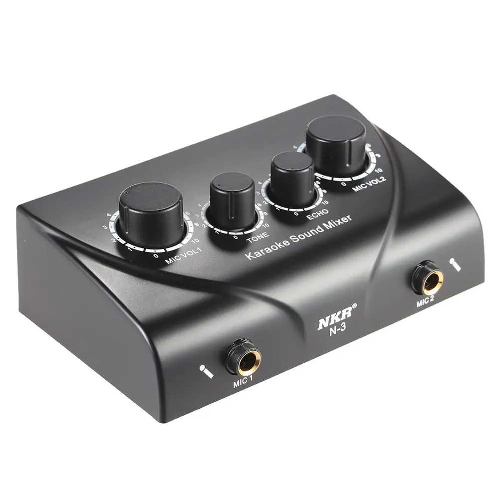 

Karaoke Sound Mixer Dual Mic Inputs With Cable N-1 Silver Color