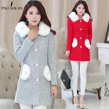 PinkyIsblack New 2019 Autumn Winter Women Wool Coat Hooded Long Elegant Wool Blend Coats Slim Type Female Pockets Coat Outwear wool blend duffle hooded coat