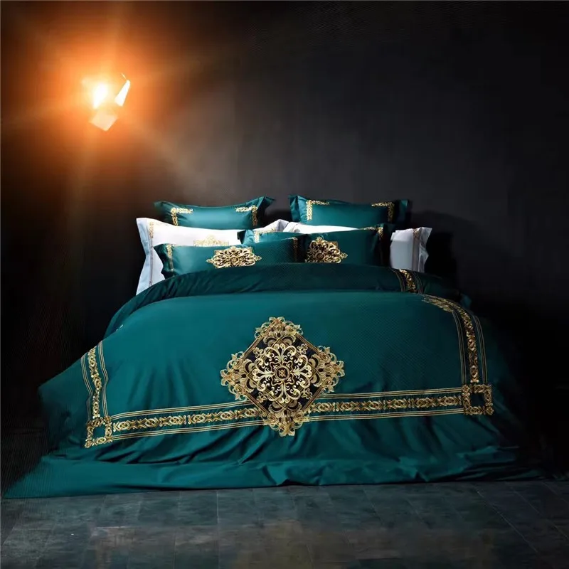 

100% egypt cotton bedding 4/6pcs queen/king size luxury royal embroidery bedding set flat sheet sets duvet cover bedlinens 36