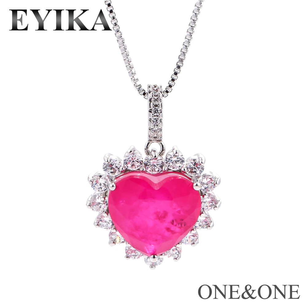EYIKA, Новое поступление, ожерелье с подвеской из кристаллов, сердце, 17x25 мм, большой кристалл, камень, prave, микро циркон, женское ожерелье, ювелирное изделие, цепочка