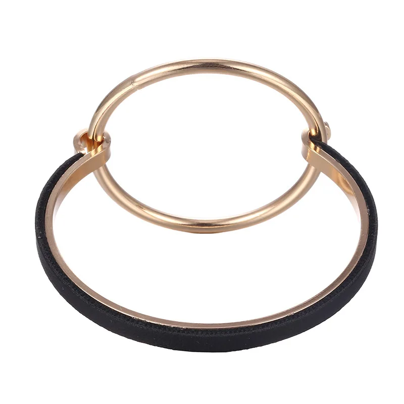 Минималистский Панк круглый браслет для женщин золотой цвет преувеличивать геометрические металлический каркас Браслеты ювелирные изделия