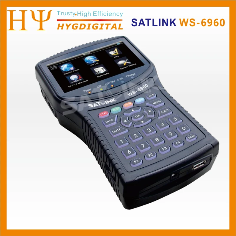 1 шт. Satlink WS-6960 ws6960 4,3 дюймов HD дисплей DVB-S& DVB-S2 HD MPEG4 Satlink 6960 спутниковый искатель satllite метр приемник