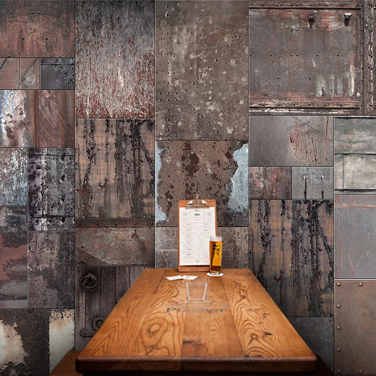 Custom Mural Personality Retro Rusty Iron Sheet Metal Custom Mural Personality Retro Rusty Iron Sheet Metal Large Bar Ktv Wallpaper Cafe Restaurant In Wallpapers From Home